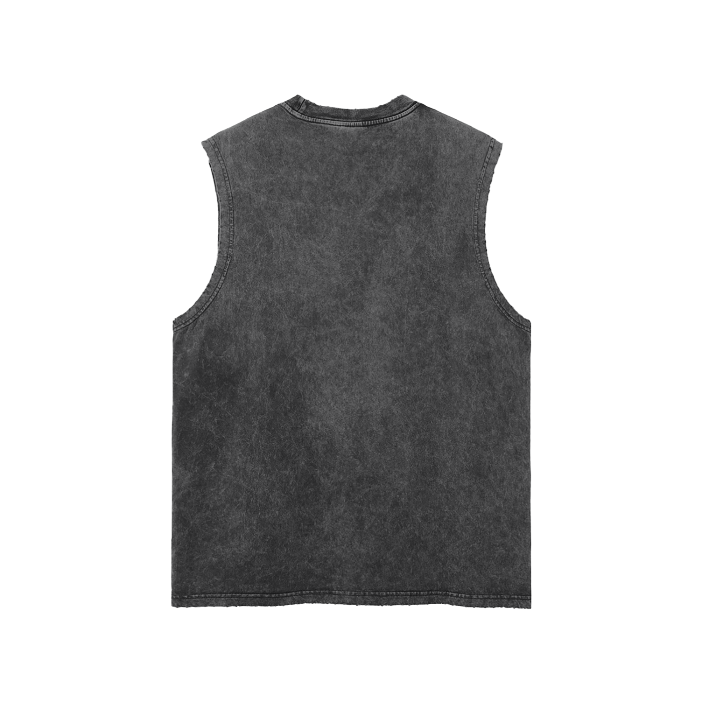 GrowBro Snow Washed Frayed Hem Tank Top Men's Gymwear 100% Cotton