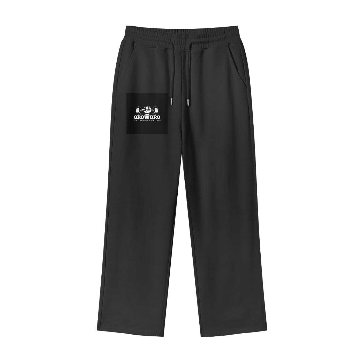 GrowBroUSA Men's 100% Cotton Fleece Straight Wide Leg Jogger Sweatpants